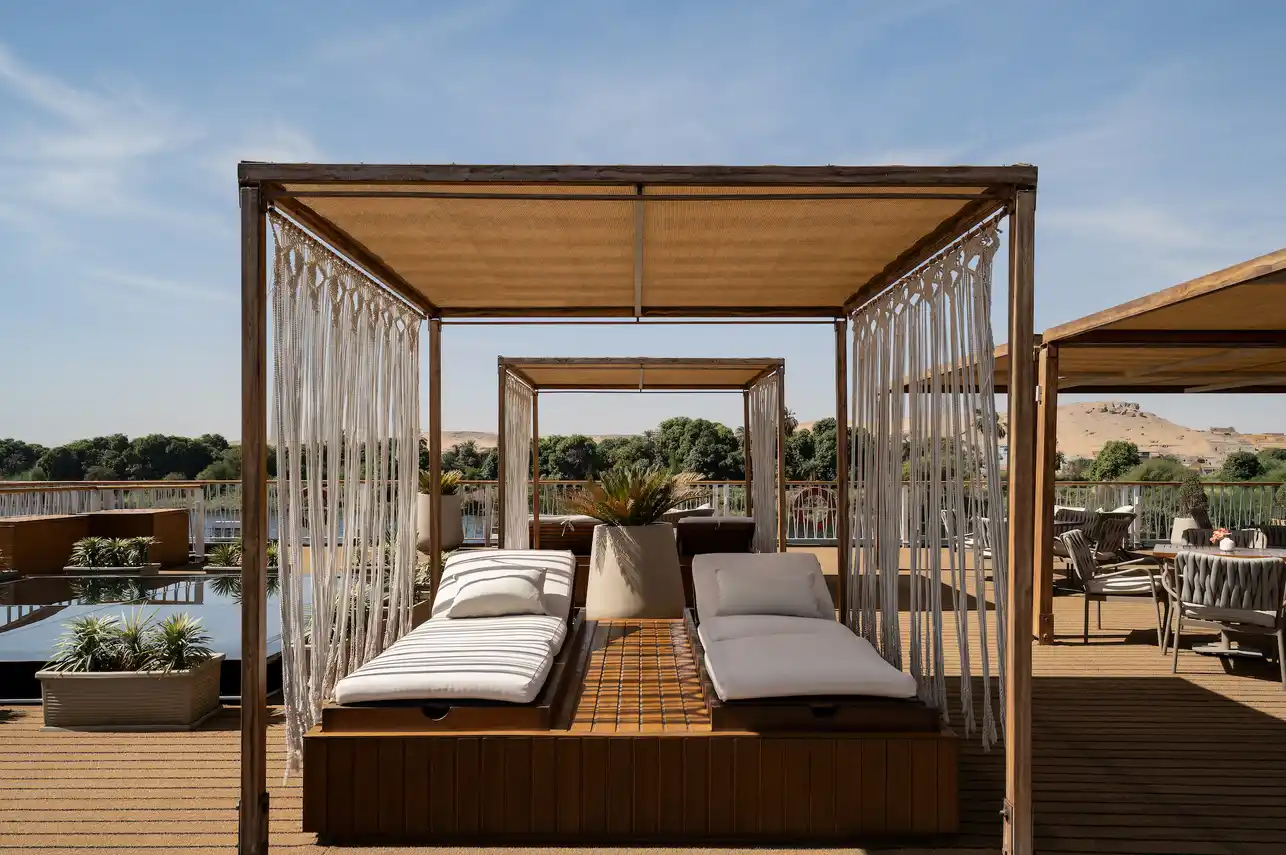 Sun deck of the MS Tamr Henna Nile Cruise Nile cruise